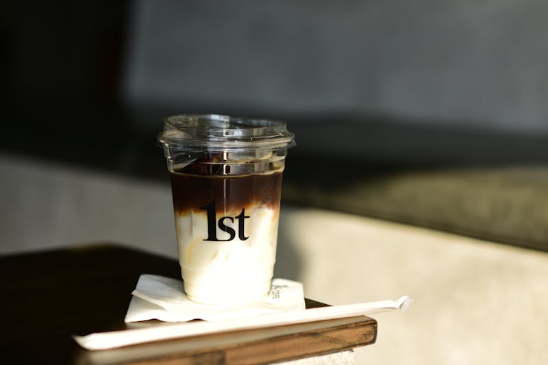 Cold brew coffee with ice and cream